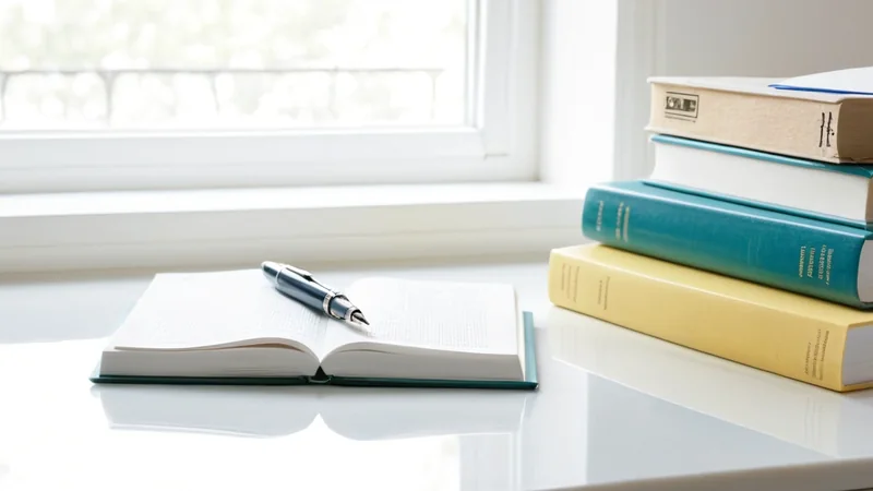 Open reference books and stacked index cards on a study desk